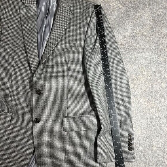 Ralph Lauren Blazer Mens 40R Wool Houndstooth Black Gray Two Button Sport Coat - Picture 7 of 11